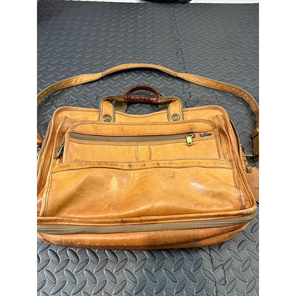 VTG Hartmann Expandable Leather Luggage Carry On Laptop Shoulder Messenger Bag - Picture 3 of 16